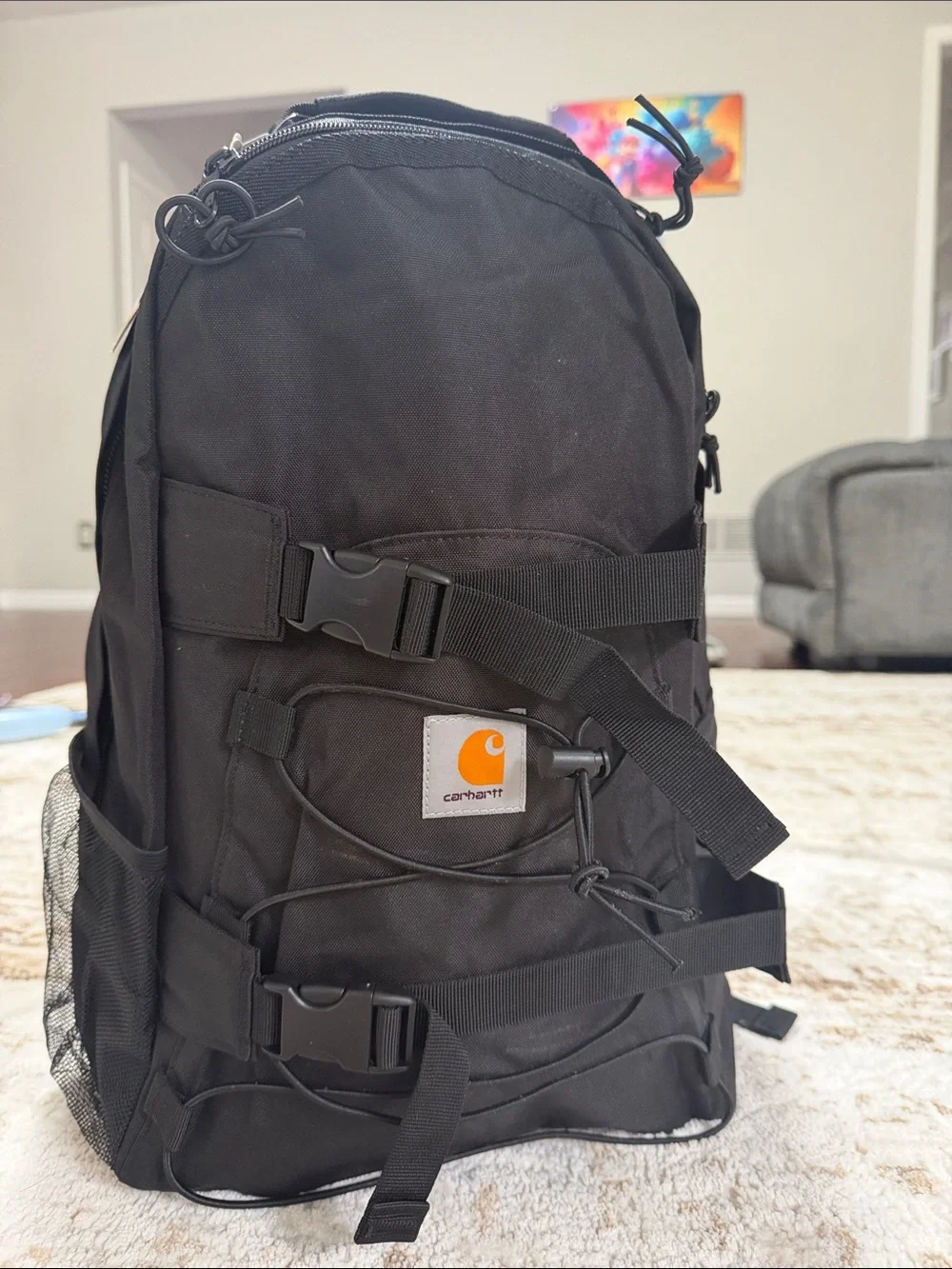Carhartt Black Backpack with Orange Logo